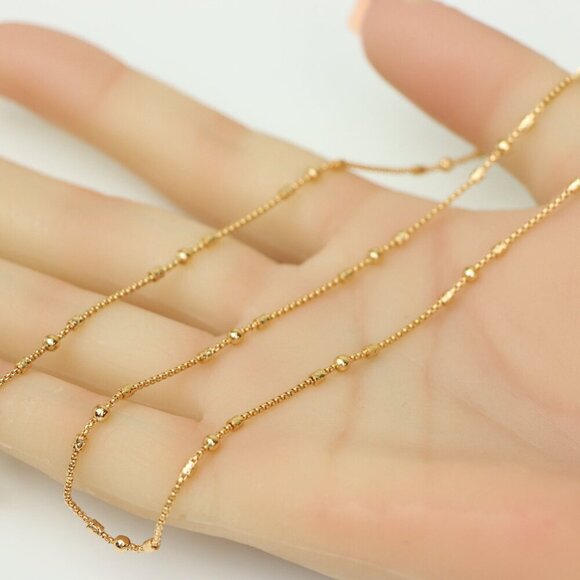 "Delicate Rose Gold Necklace with Beads, XPNL0186 - Picture 5 of 12